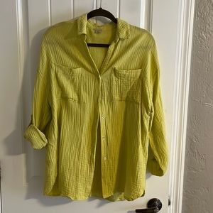 Chartreuse Blouse. Size small petite, but runs a bit big..